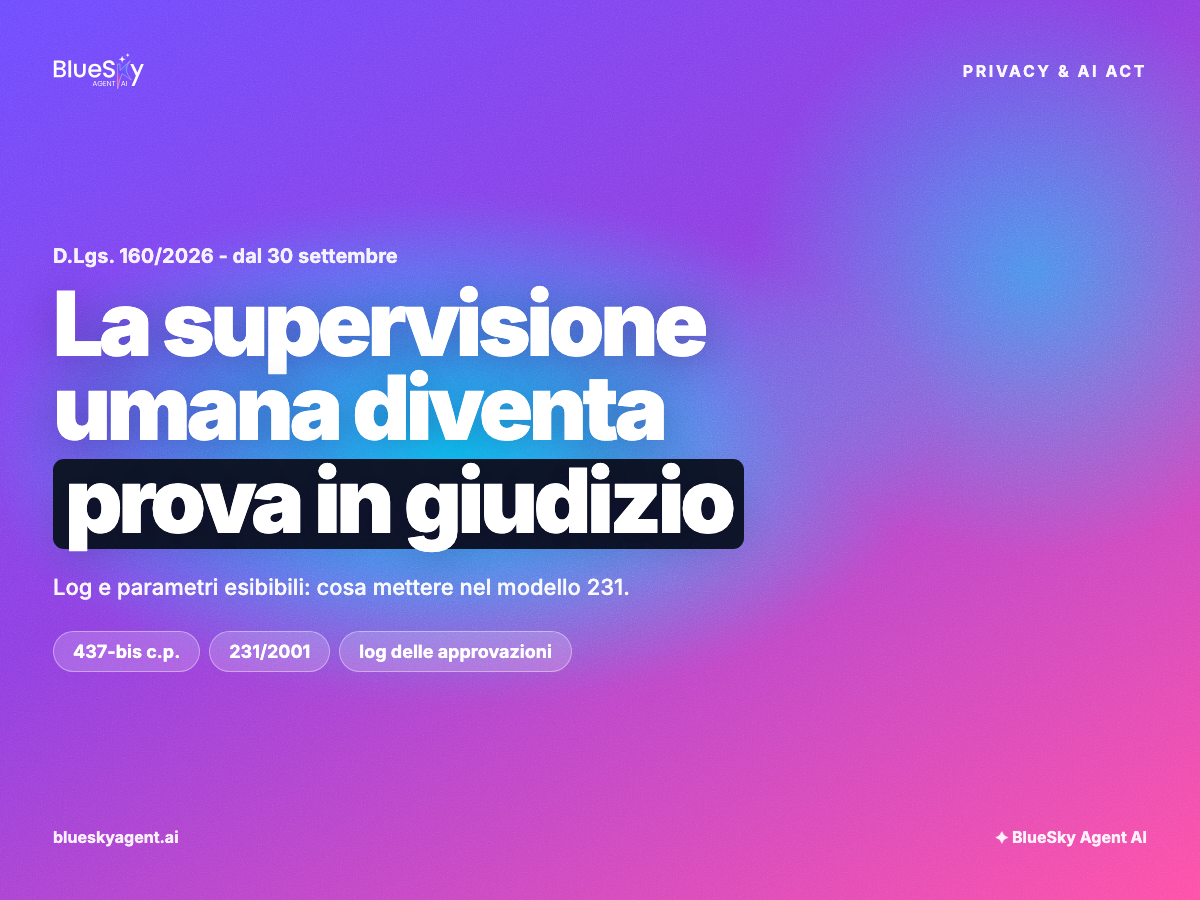 D.Lgs. 160/2026: la supervisione umana sull'AI diventa prova in giudizio