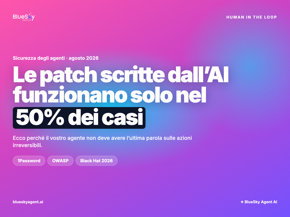 Copertina editoriale BlueSky Agent AI: le patch scritte dall'AI funzionano solo nel 50% dei casi