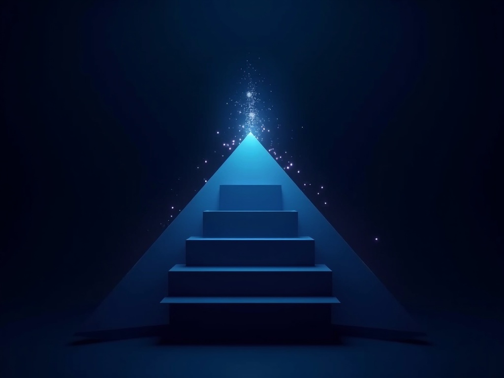 Trasformazione geometrica da piramide a diamante che rappresenta la riorganizzazione del lavoro nell'era AI