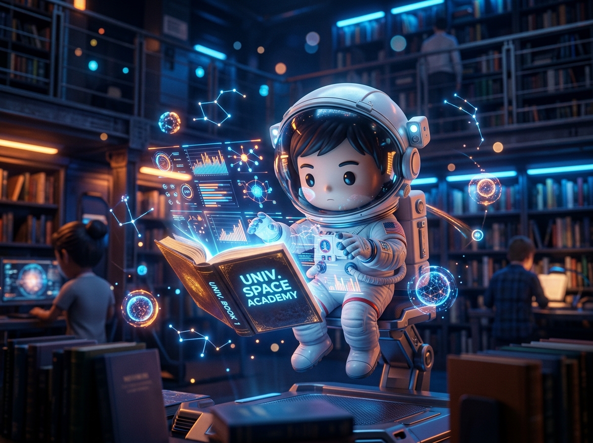 Astronauta Funko Pop che studia dati del report Stanford AI 2026